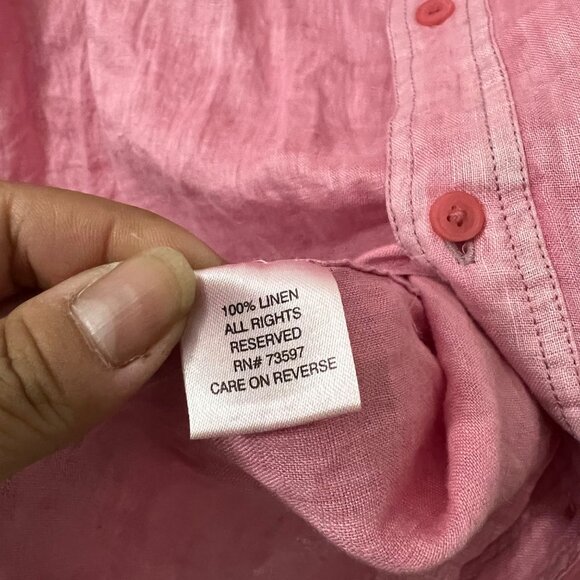 Raffi Linea Uomo Mens Pink Linen Button Down Shirt Long Sleeve Size XXL - Picture 5 of 6